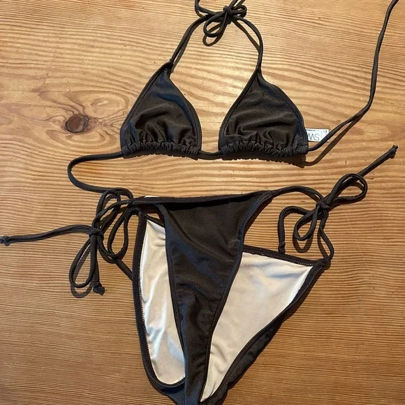 Los Angeles Apparel Chocolate Bikini Set - Picture 2 of 4